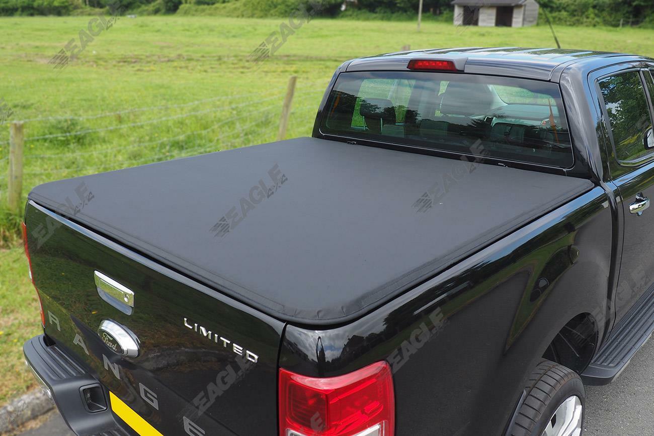 Ford Ranger T6 Hawk Hard Tri Fold Tonneau Cover - Light Weight Hard Fold - Vehicles With Ladder Rack - Eagle 4x4