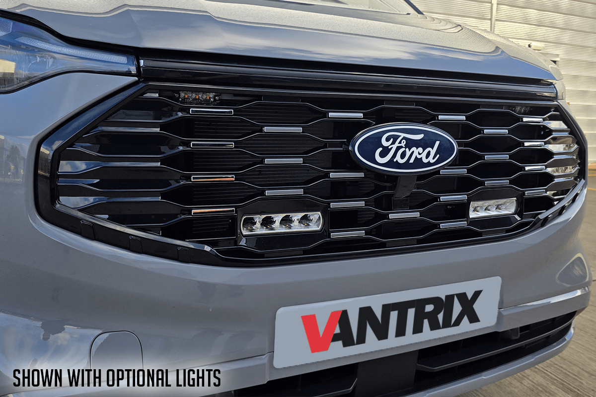 Ford Transit Custom 2024+ VanTrix Front Grille (Hex) - Black/Silver - Eagle 4x4