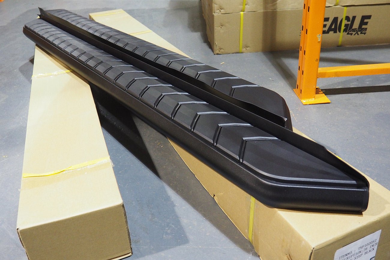 Mitsubishi L200 Series 4 Alpine F1 Black Running Boards - Matt Black - Eagle 4x4