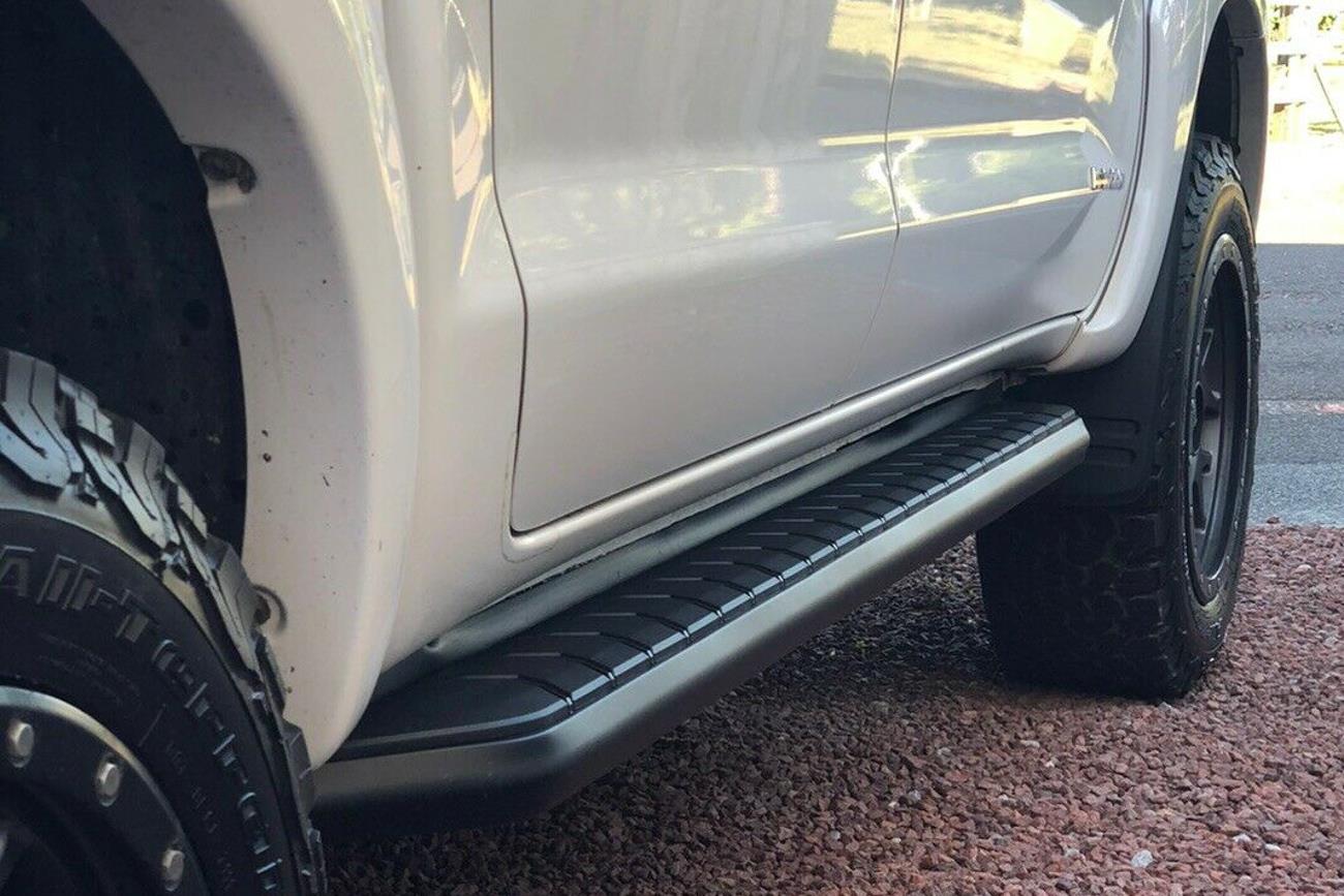 Nissan Navara NP300 Black Side Steps - Alpine F1 Black Running Boards - Matt Black - Eagle 4x4