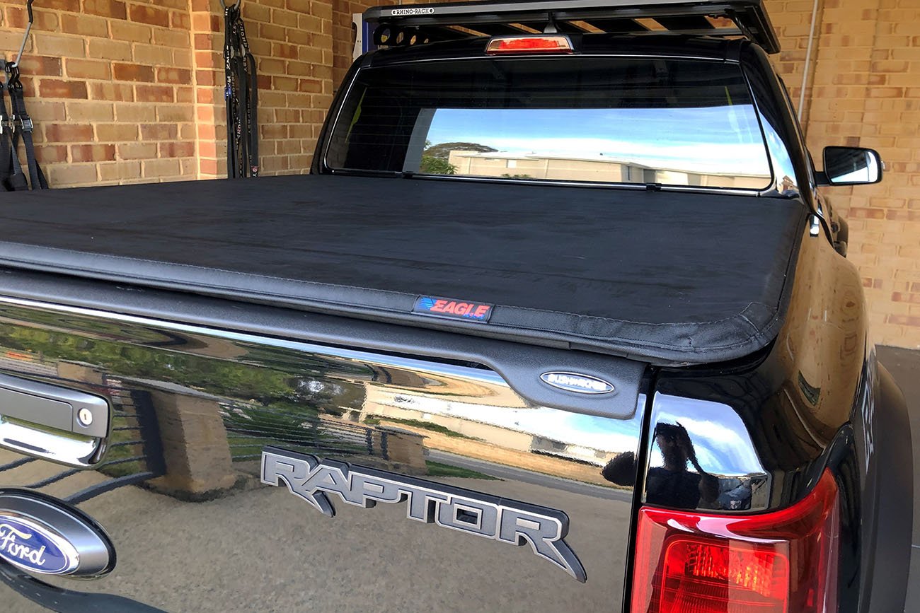 Soft Roll Up Tonneau Cover & BLACK F1 Roll bar for Ford Ranger T6 - Matt Black - Eagle 4x4