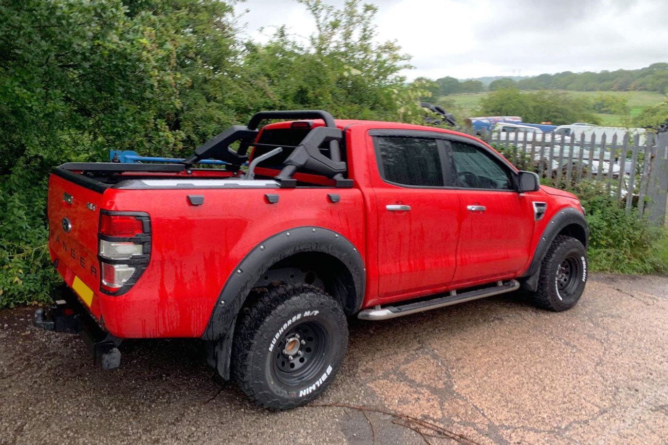 Soft Roll Up Tonneau Cover & BLACK F1 Roll bar for Ford Ranger T6 - Matt Black - Eagle 4x4