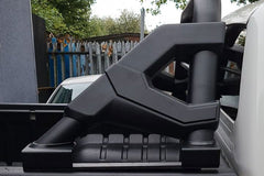 Soft Roll Up Tonneau with Black F1 Style Roll Bar for Nissan Navara D40 - Matt Black - Eagle 4x4