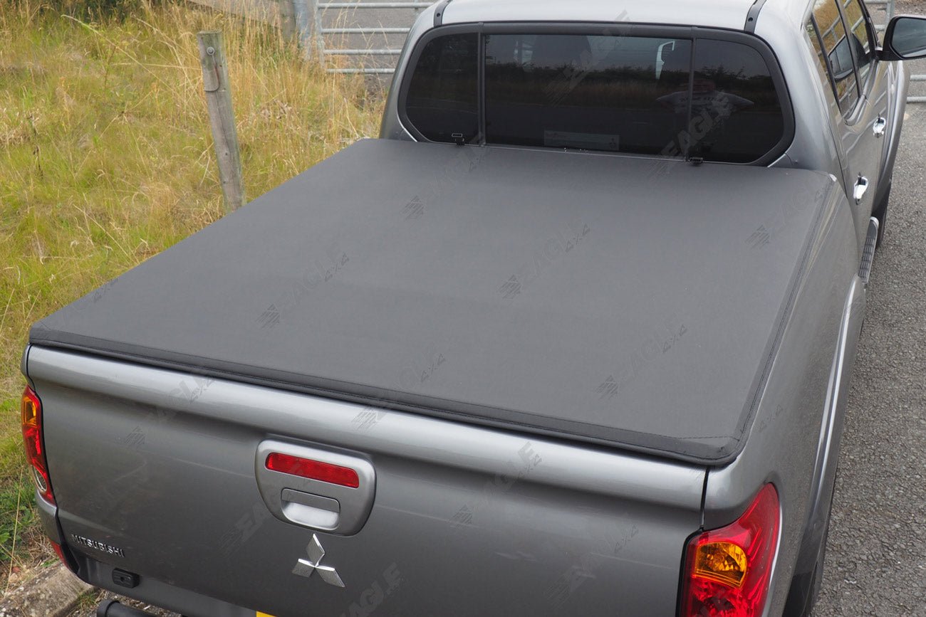 Soft Roll Up Tonneau with Black F1 Style Roll Bar for Nissan Navara D40 - Matt Black - Eagle 4x4