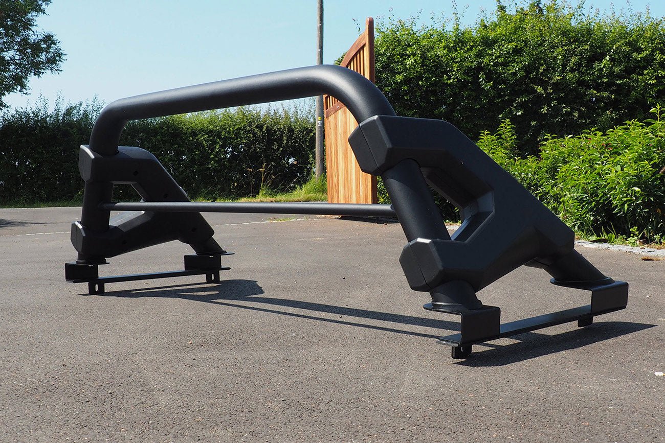 Soft Roll Up Tonneau with Black F1 Style Roll Bar for Nissan Navara D40 - Matt Black - Eagle 4x4