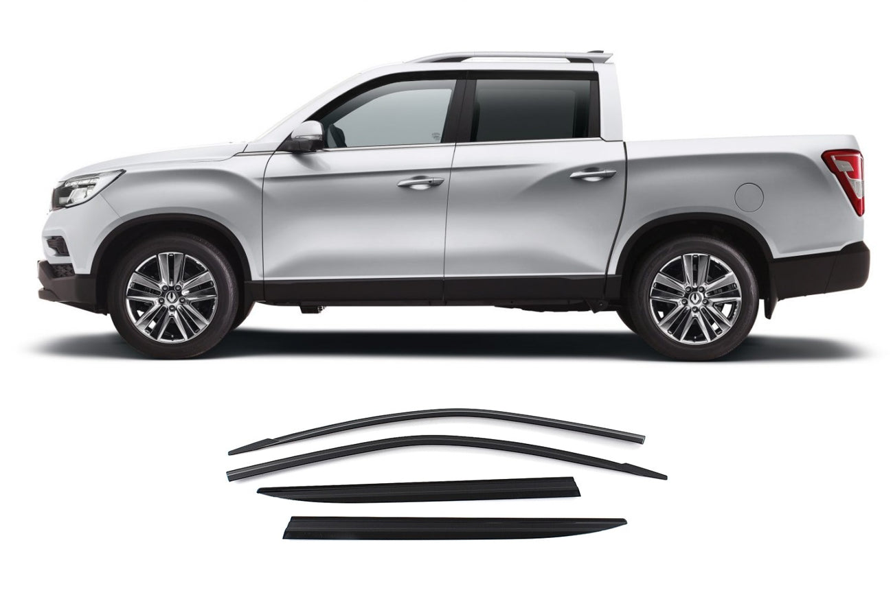 Ssangyong Musso 2018+ Dark Smoked Slim Wind Deflectors (Set of 4) - Eagle 4x4
