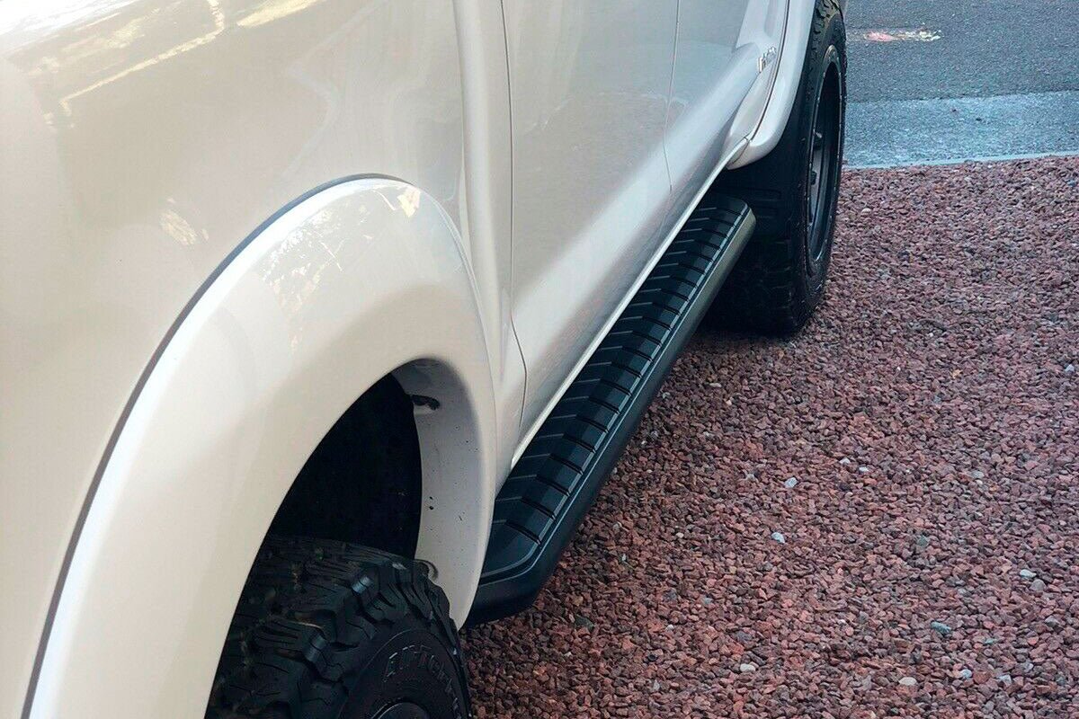 Toyota Hilux 2005 - 2015 Black Side Steps - Alpine F1 Black Running Boards - Matt Black - Eagle 4x4