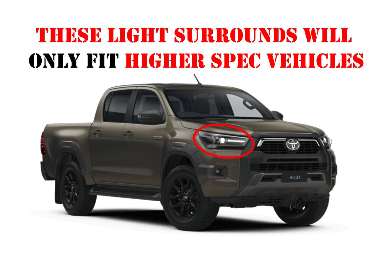 Toyota Hilux 2021+ Headlight AND Rear Light Cover Surrounds Black - Matt Black - Eagle 4x4