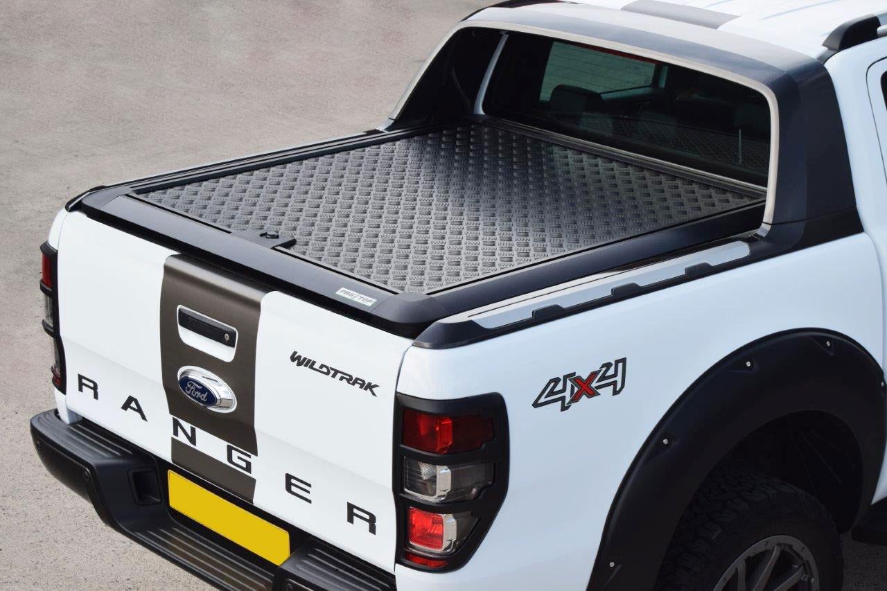 Ford Ranger 2012 - 2021 Wildtrak Pro Aluminium Chequered Tonneau Cover - Black - Eagle 4x4