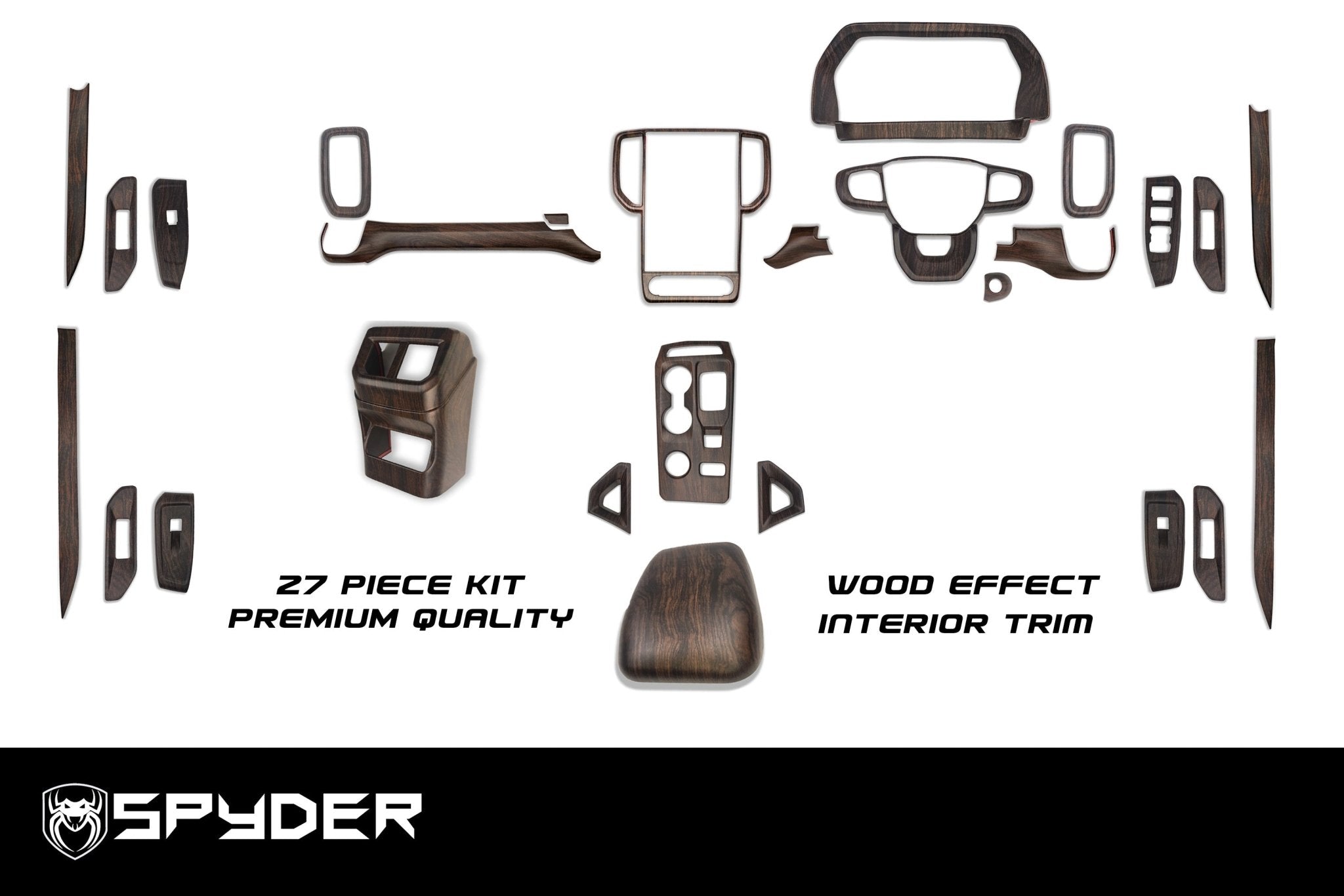 Ford Ranger 2023+ Wood - Effect Interior Trim Kit (27 - Piece Set) - Eagle 4x4