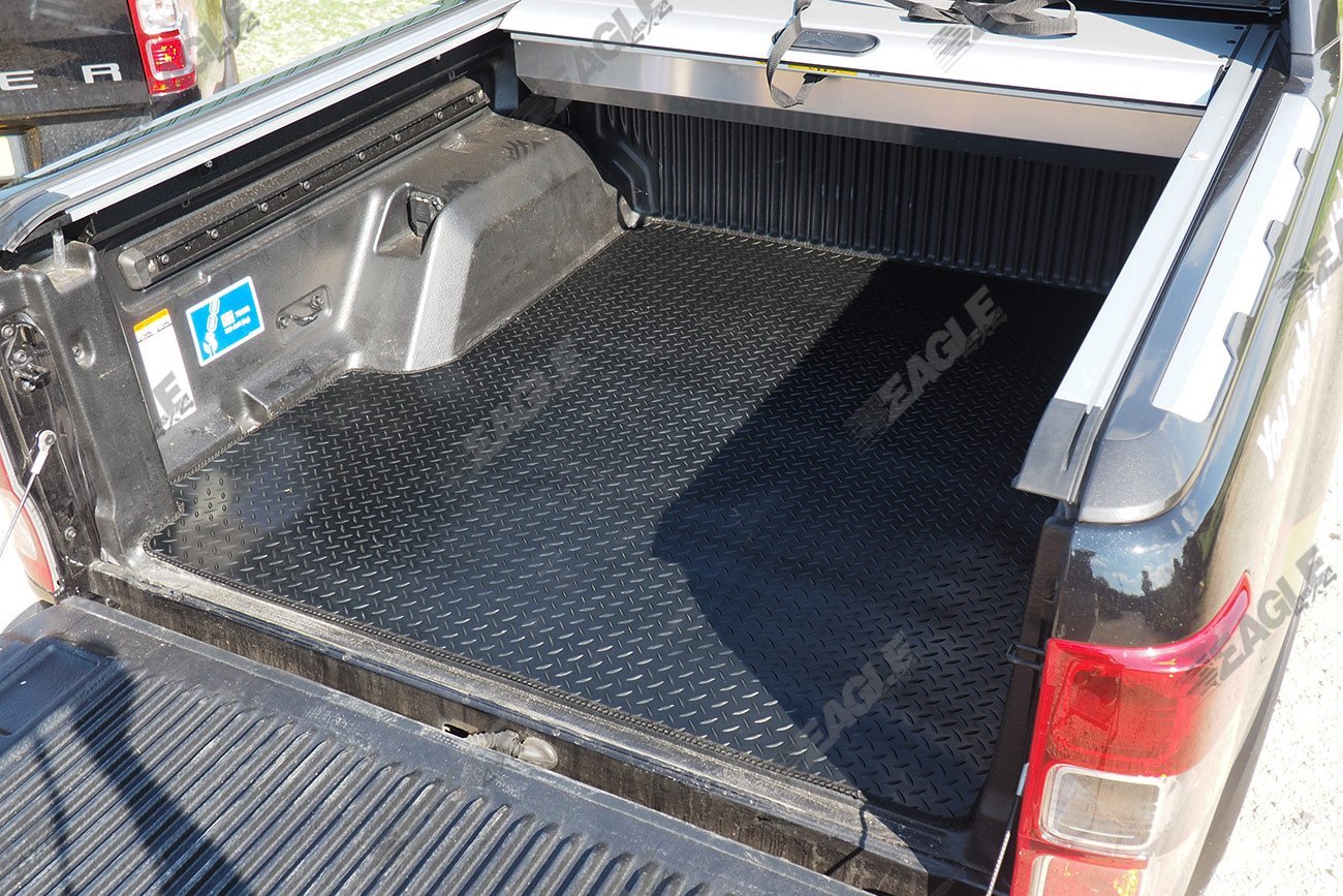Ford Ranger 99-11 Chequered Rubber 3mm Non Slip Load Boot Mat (Dog Mat ...