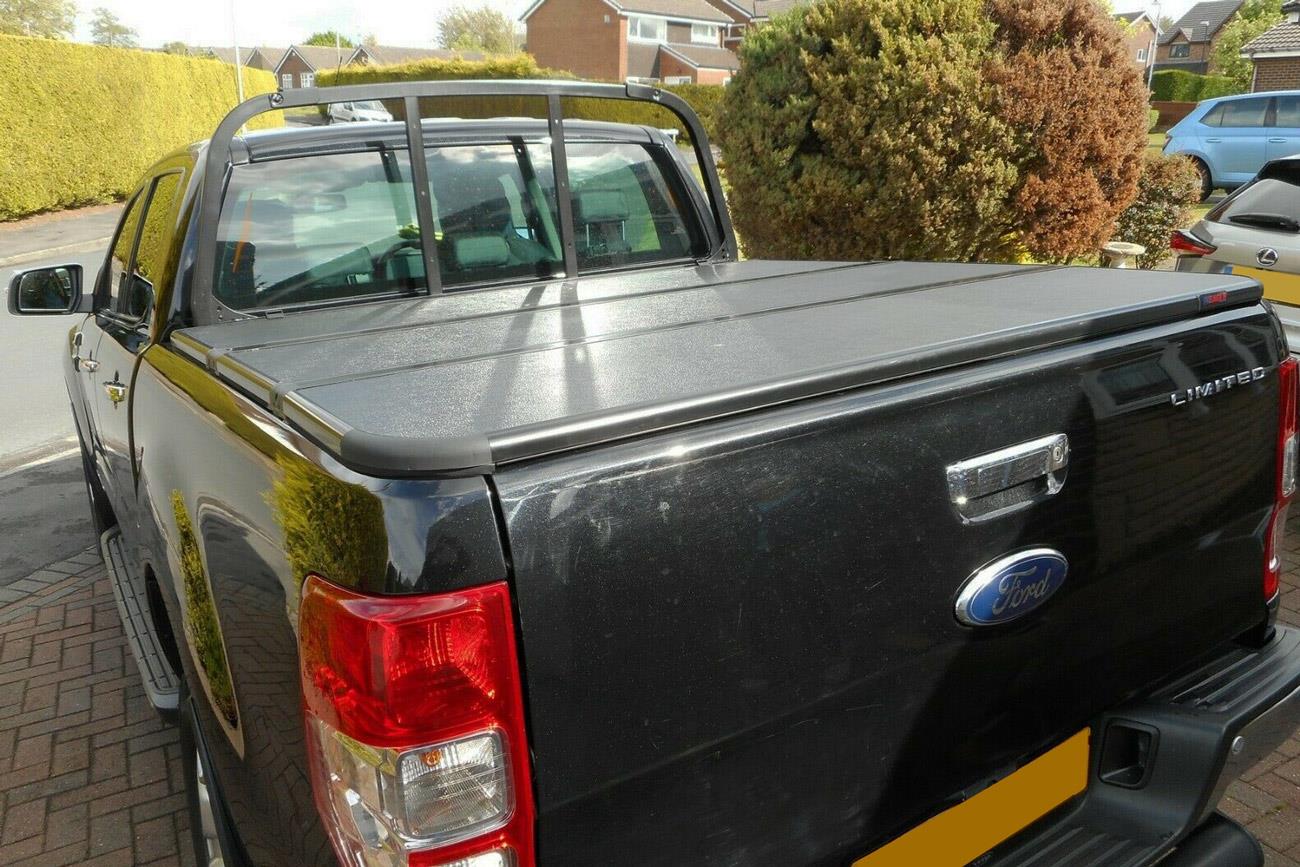 Ford Ranger T6 Eagle1 Hard Tri Fold Tonneau Cover - Fits with Ladder Rack - Eagle 4x4