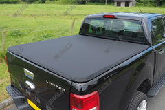 Ford Ranger T6 Hawk Hard Tri Fold Tonneau Cover - Light Weight Hard Fold - Vehicles With Ladder Rack - Eagle 4x4