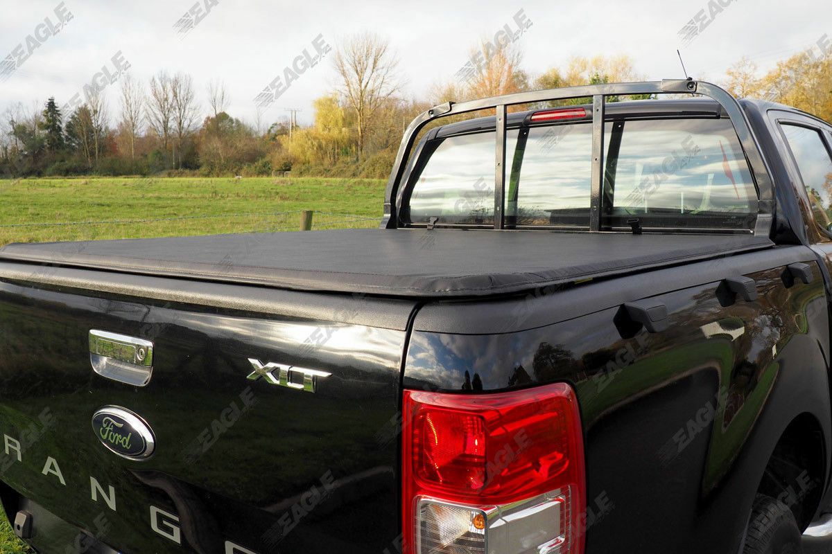 Ford Ranger T6 SUPER CAB Eagle1 Soft Roll - Up Tonneau Cover - With ladder rack - Eagle 4x4