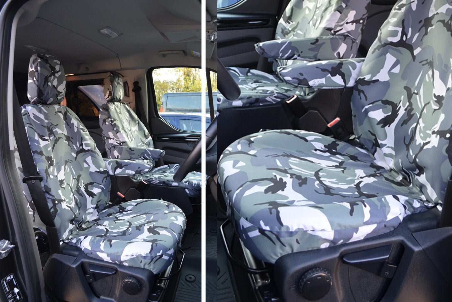 Ford Transit Custom 2024+ Urban Camo Seat Covers - Driver's and Single Passenger - Eagle 4x4