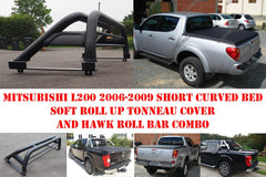Mitsubishi L200 06 - 09 D/C Short Bed Soft Roll Up Cover and Roll Bar Combo - Eagle 4x4