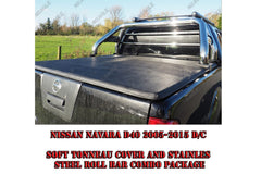 Nissan Navara D40 D/C Soft Roll and Roll Bar - Matt Black - Eagle 4x4
