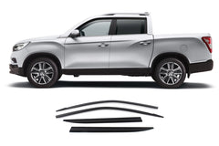 Ssangyong Musso 2018+ Dark Smoked Slim Wind Deflectors (Set of 4) - Eagle 4x4