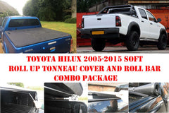 Toyota Hilux 05 - 15 D/C Soft Roll Up Cover and Roll Bar Combo - Matt Black - Eagle 4x4