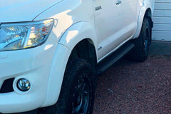 Toyota Hilux 2005 - 2015 Black Side Steps - Alpine F1 Black Running Boards - Matt Black - Eagle 4x4